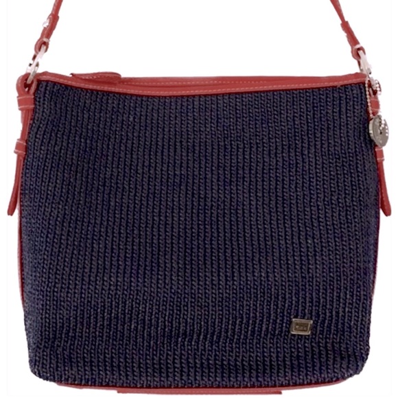 THE SAK Navy Blue w/ Red trim and silver accent, knit, shoulder bag. - Picture 1 of 16